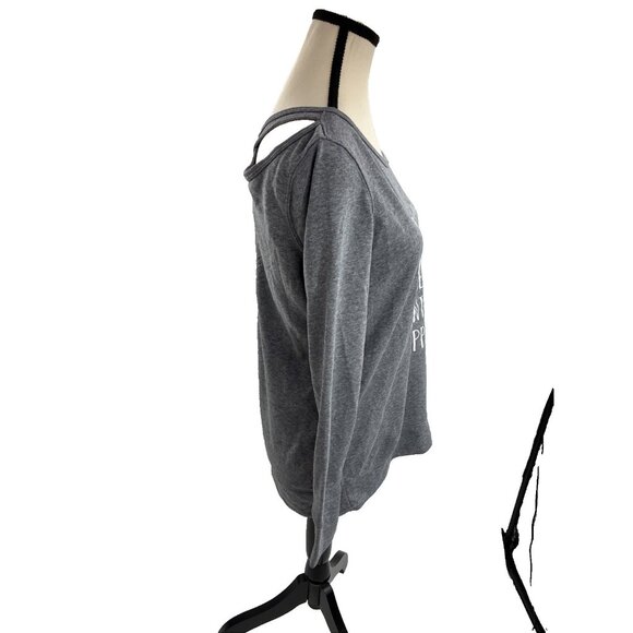 Old Navy Womens XS Gray Long Sleeve Graphic Sweatshirt Dance Quote Pullover - Picture 3 of 6